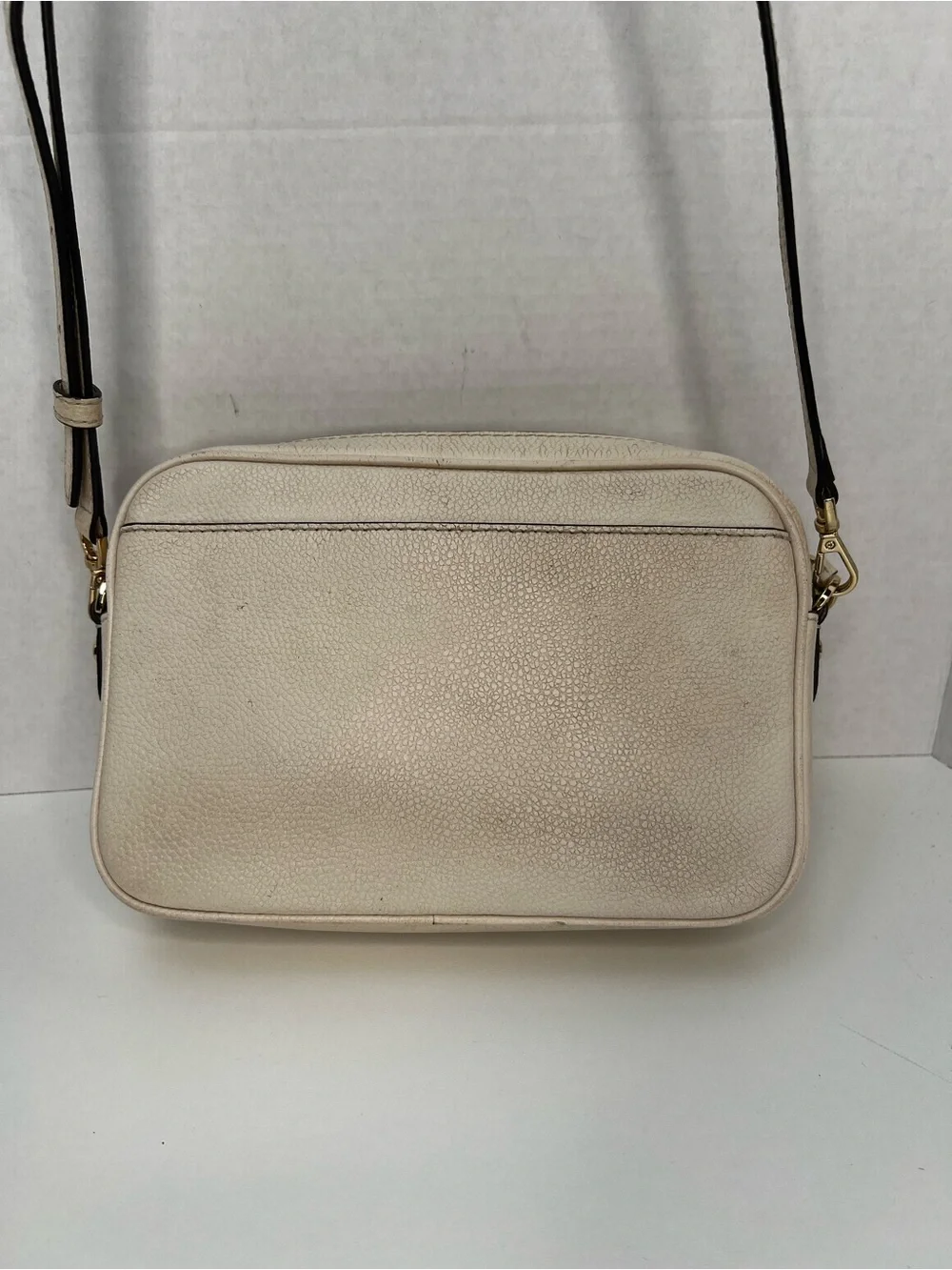Michael Kors Ivory Pebbled Leather Crossbody with Gold Logo